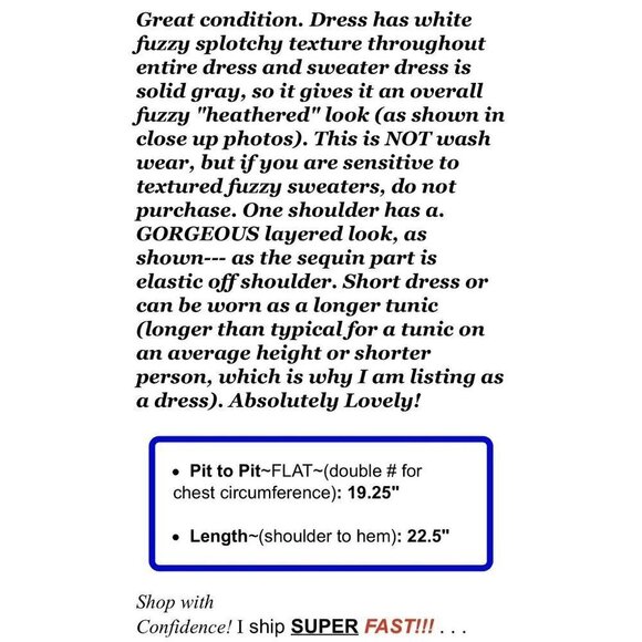 Simon Chang Womens Sz M Heathered Gray Black Sequin Ribbed Sweater Dress Shift - Picture 2 of 8